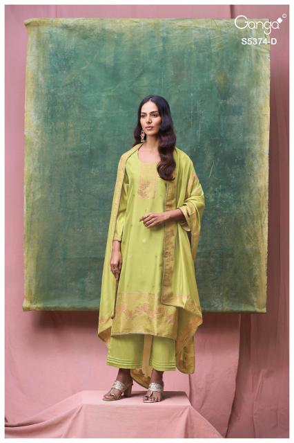 Ganga hiyana 5374 silk dress material wholesale online shopping